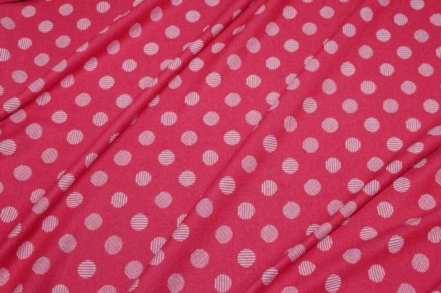Vendita on line scampolo jersey viscosa bollo bianco fucsia - tessuti abbigliamento magline / jersey/tessuto in fantasia