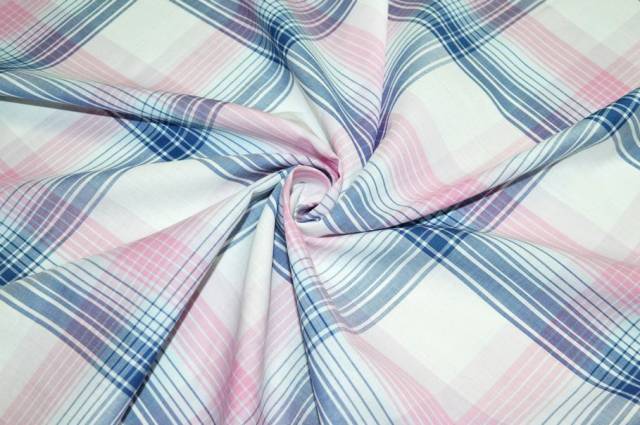 Vendita on line tessuto popeline puro cotone camiceria scacco rosa blu - cotoni fantasie varie