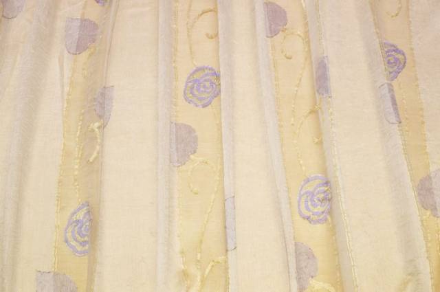 Vendita on line tessuto tenda fasce organza fiori lilla - tessuti per
