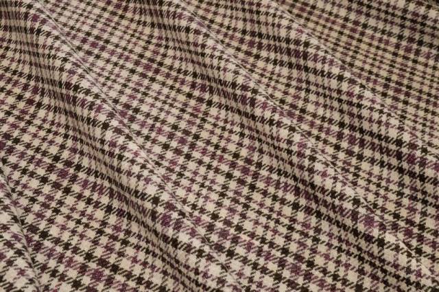 Vendita on line tessuto misto lana lino fantasia geometrica viola beige - occasioni e scampoli lane e cashmere