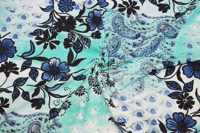 Vendita on line tessuto popeline puro cotone fantasia fiore blu - cotoni fantasie varie