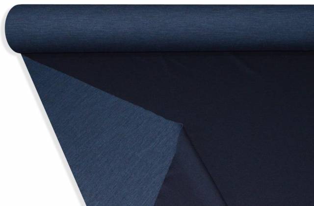 Vendita on line tessuto jersey lana doppio blu scuro/blu melange - tessuti abbigliamento lana jersey
