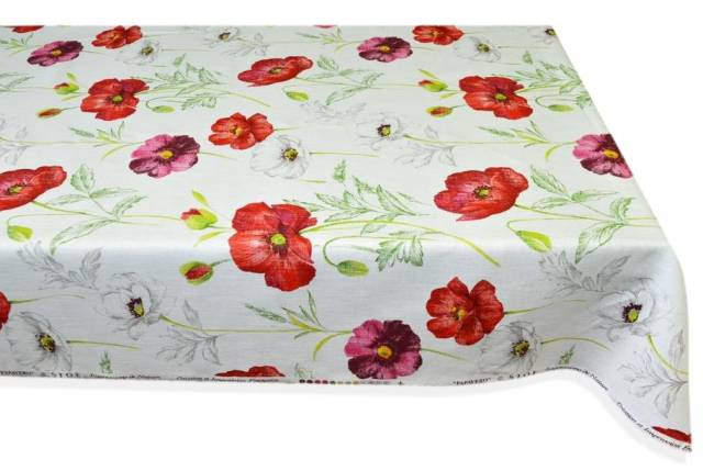 Vendita on line tessuto tovaglia lino/cotone fantasia papaveri - tessuti arredo casa per tovaglie per fantasia