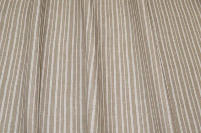 Vendita on line tessuto puro lino righino beige - tessuti abbigliamento lino
