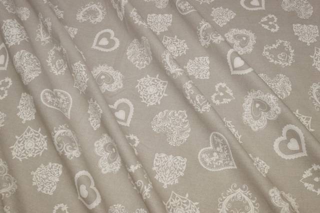 Vendita on line tessuto puro cotone fantasia cuore tirolese avorio - cotoni