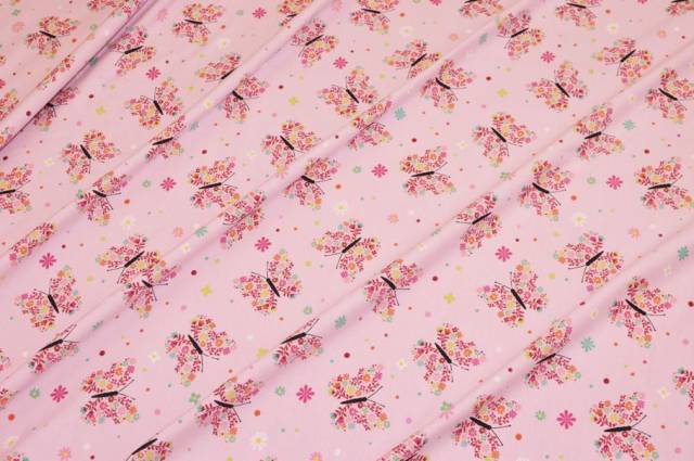 Vendita on line scampolo maglina cotone fantasia farfalle fondo rosa - ispirazioni neonati e bambini magline