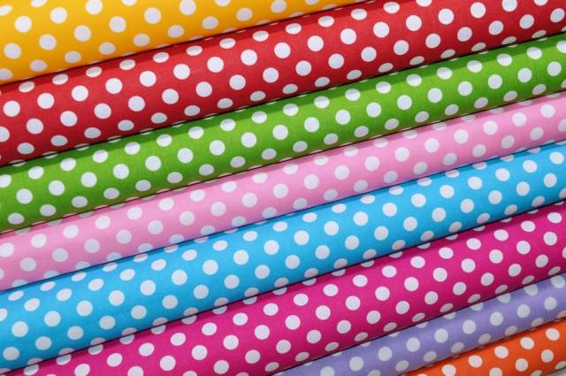 Vendita on line tessuto cotone pois colorati diametro 9 mm - cotoni