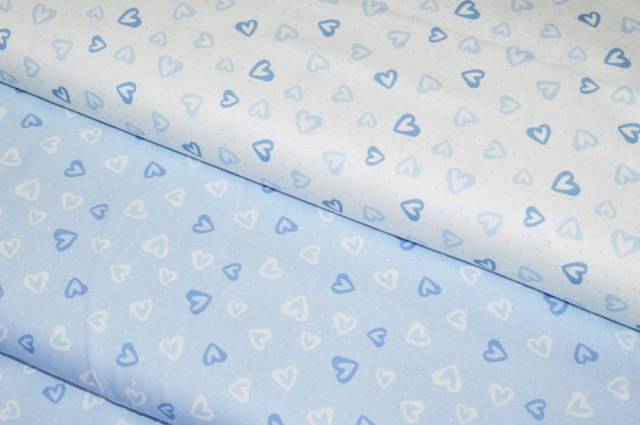Vendita on line tessuto coordinato piquet millerighe cuoricino azzurro - ispirazioni neonati e bambini cotoni/lenzuolini fantasia