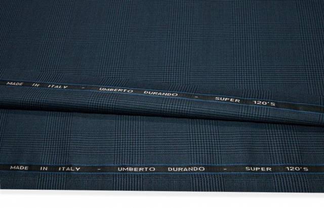 Vendita on line tessuto principe di galles pura lana super 120's blu - tessuti abbigliamento lana spinati e
