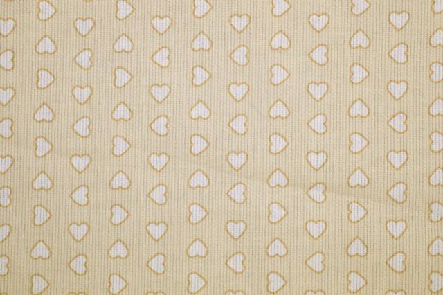 Vendita on line piquet millerighe cuoricino beige - cotoni piquet 