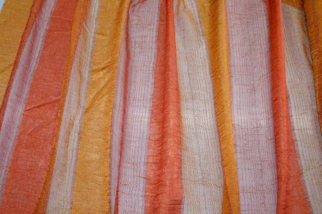 Vendita on line tessuto tenda fantasia rigata giallo arancio - tessuti per a metraggio classiche