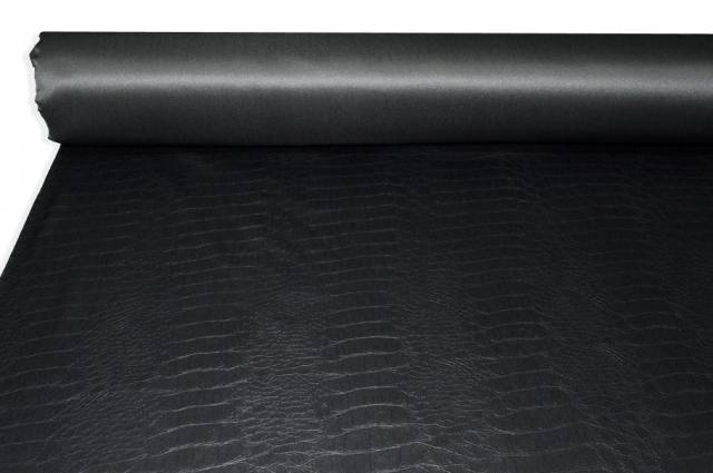 Vendita on line tessuto ecopelle pitonato nero - tessuti abbigliamento ecopelle
