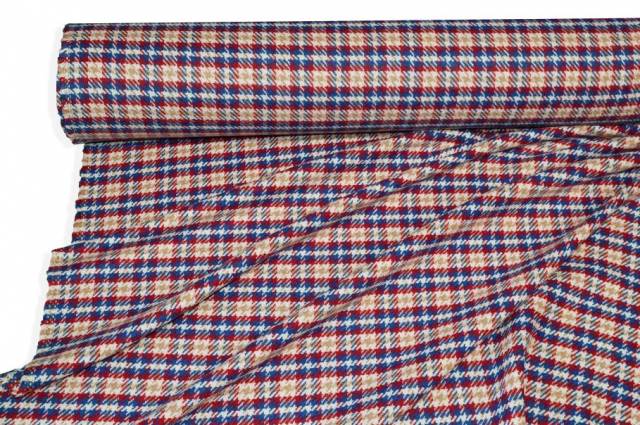 Vendita on line tessuto cappottino pied de poule rosso beige - tessuti abbigliamento lana scozzesi e quadri