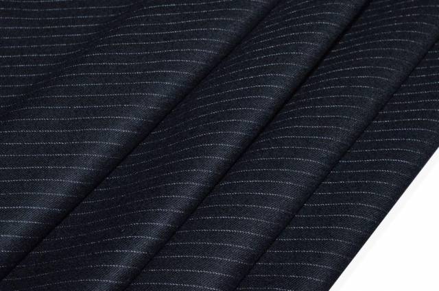 Vendita on line tessuto flanella pettinata pura lana gessata blu notte - tessuti abbigliamento lana uomo/tailleur