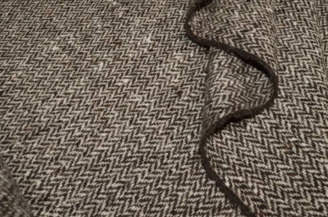 Vendita on line tessuto cappotto pura lana spinato marrone - tessuti abbigliamento lana spinati e