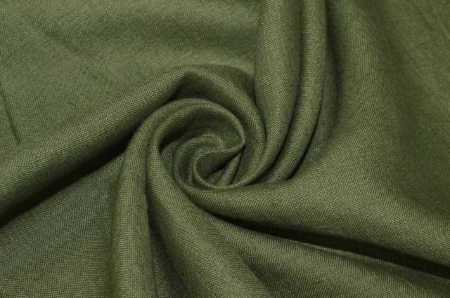 Vendita on line tessuto puro lino verde militare - tessuti abbigliamento lino