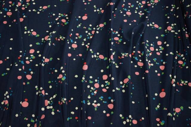 Vendita on line tessuto crepe de chine pura seta fantasia astratta fondo blu - tessuti abbigliamento sete fantasia