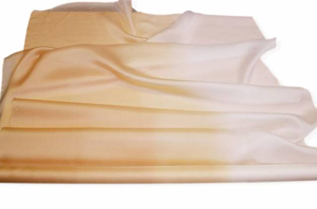 Vendita on line tessuto organza pura seta sfumata giallo panna - tessuti abbigliamento organze