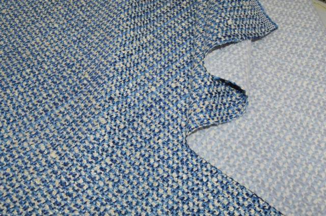 Vendita on line tessuto chanel pura lana azzurro adesivato - tessuti abbigliamento chanel e broccati