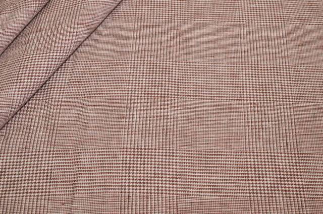 Vendita on line tessuto puro lino principe di galles bordeaux - tessuti abbigliamento lino
