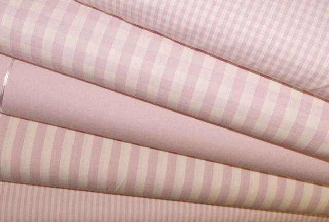 Vendita on line coordinati puro cotone riga quadretto e unito rosa - cotoni coordinati quadro, riga ed