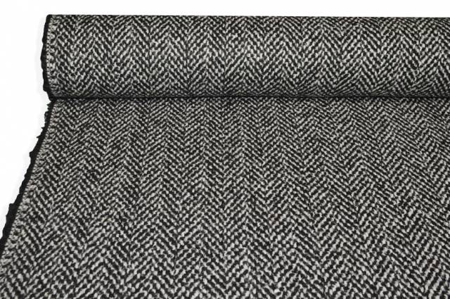 Vendita on line tessuto cappotto adesivato pura lana bianco nero - occasioni e scampoli lane e cashmere