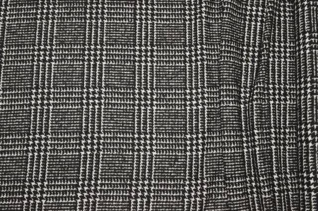 Vendita on line tessuto cappotto pura lana scacco bianco nero - tessuti abbigliamento lana scozzesi e quadri