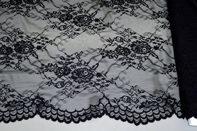 Vendita on line tessuto pizzo nero - tessuti abbigliamento ricamati e pizzi