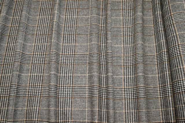 Vendita on line tessuto flanella pura lana principe di galles riga beige - occasioni e scampoli