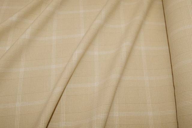 Vendita on line tessuto misto viscosa cotone principe di galles beige - tessuti abbigliamento scacchi e scozzesi