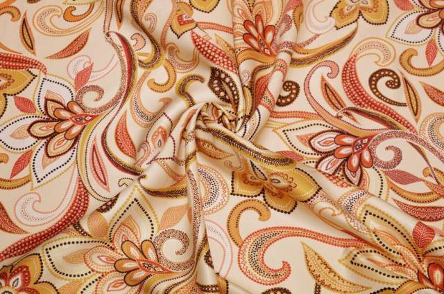 Vendita on line tessuto twill misto seta lino fantasia fiore stilizzato rosso - occasioni e scampoli tessuti fantasie 