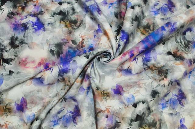 Vendita on line tessuto faille di pura seta fantasia sfumata grigio viola - tessuti abbigliamento taffetas / rasi / shantung