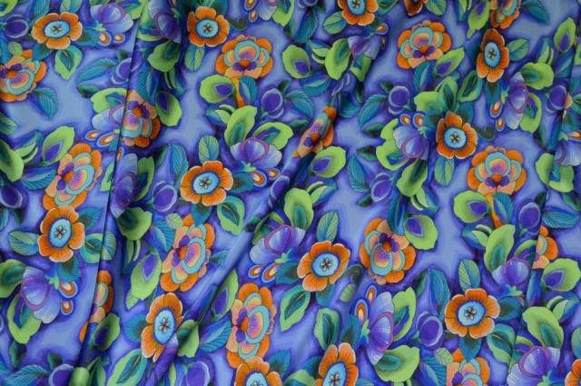 Vendita on line tessuto raso pura seta fantasia floreale fiore viola - tessuti abbigliamento taffetas / rasi / shantung raso