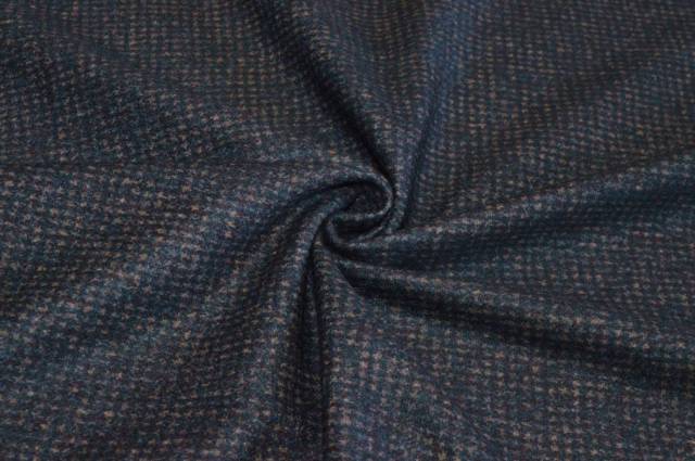 Vendita on line tessuto jersey misto cashmere cotone microfantasia beige blu - tessuti abbigliamento lana scozzesi e quadri