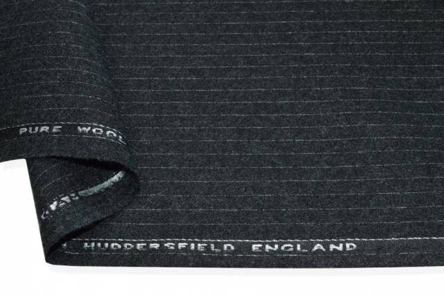 Vendita on line tessuto flanella pura lana gessata grigio antracite - tessuti abbigliamento lana gessati