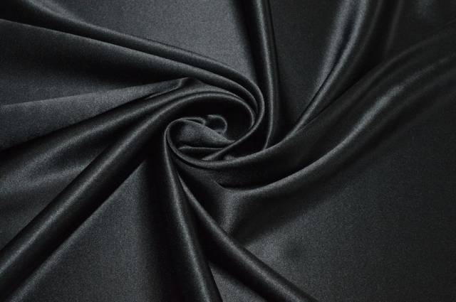 Vendita on line tessuto raso di seta elasticizzato nero - tessuti abbigliamento taffetas / rasi / shantung raso