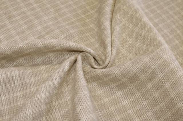 Vendita on line tessuto misto lino effetto trama scacchetto beige - tessuti abbigliamento lino