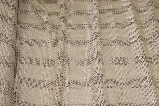 Vendita on line tessuto maglia in lino e cotone effetto rete scacco beige - tessuti abbigliamento lino