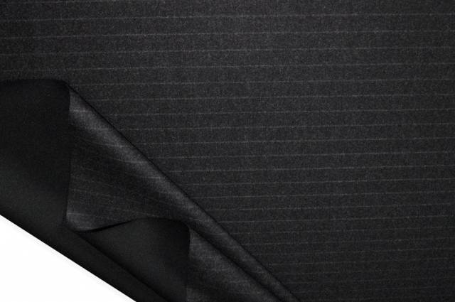 Vendita on line tessuto flanella pura lana gessato grigio scuro adesivato - tessuti abbigliamento lana gessati