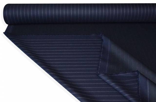 Vendita on line tessuto flanella pura lana gessato blu adesivato - tessuti abbigliamento lana gessati
