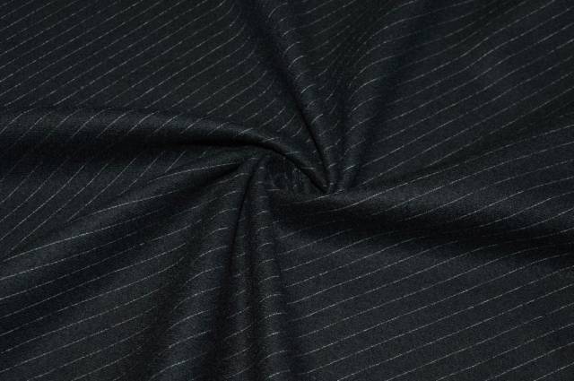 Vendita on line tessuto flanella pura lana gessato nero - tessuti abbigliamento lana gessati