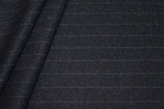 Vendita on line tessuto flanella misto cashmere gessato grigio scuro - tessuti abbigliamento lana gessati