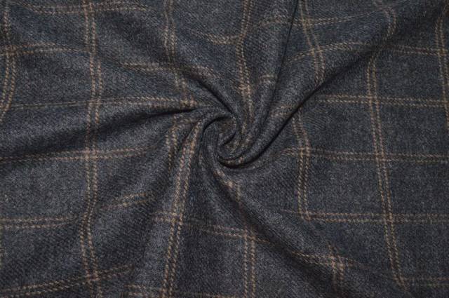 Vendita on line tessuto flanellina pura lana finestrato grigio beige - tessuti abbigliamento lana scozzesi e quadri