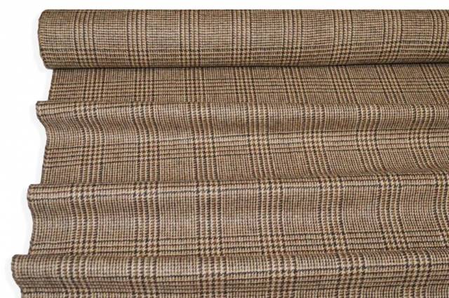 Vendita on line tessuto pura lana scacco beige - tessuti abbigliamento lana scozzesi e quadri