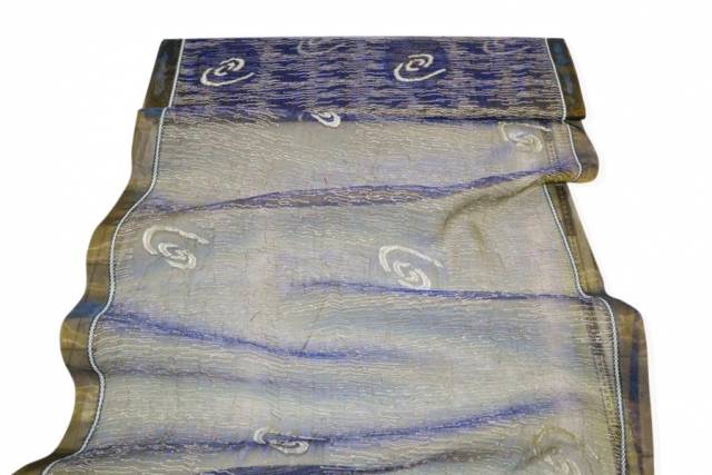 Vendita on line tessuto tendino organza cangiante oro blu - tessuti per tendine metraggio a vetro larghezza cm 80