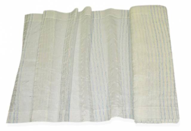 Vendita on line tessuto tendino organza panna righino azzurro - tessuti per tendine metraggio a vetro larghezza cm 60