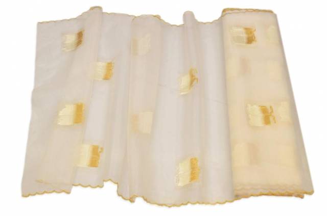 Vendita on line tessuto tendino organza ocra - tessuti per tendine metraggio a vetro larghezza cm 60
