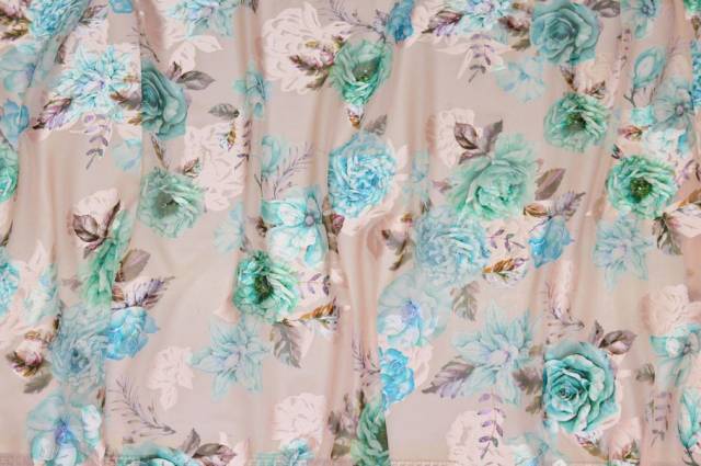 Vendita on line tessuto satin devoreh misto pura seta viscosa floreale rosa - tessuti abbigliamento sete fantasia