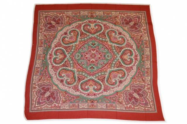 Vendita on line pannelli misto cashmere seta fantasia piazzata foulard bruciato fucsia e verde - occasioni e scampoli lane e cashmere