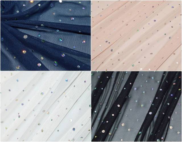 Vendita on line tulle elasticizzato con paillettes - prodotti
